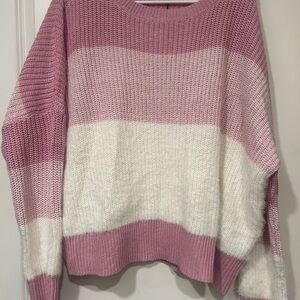 NWT Pink and White Striped Women's Sweater